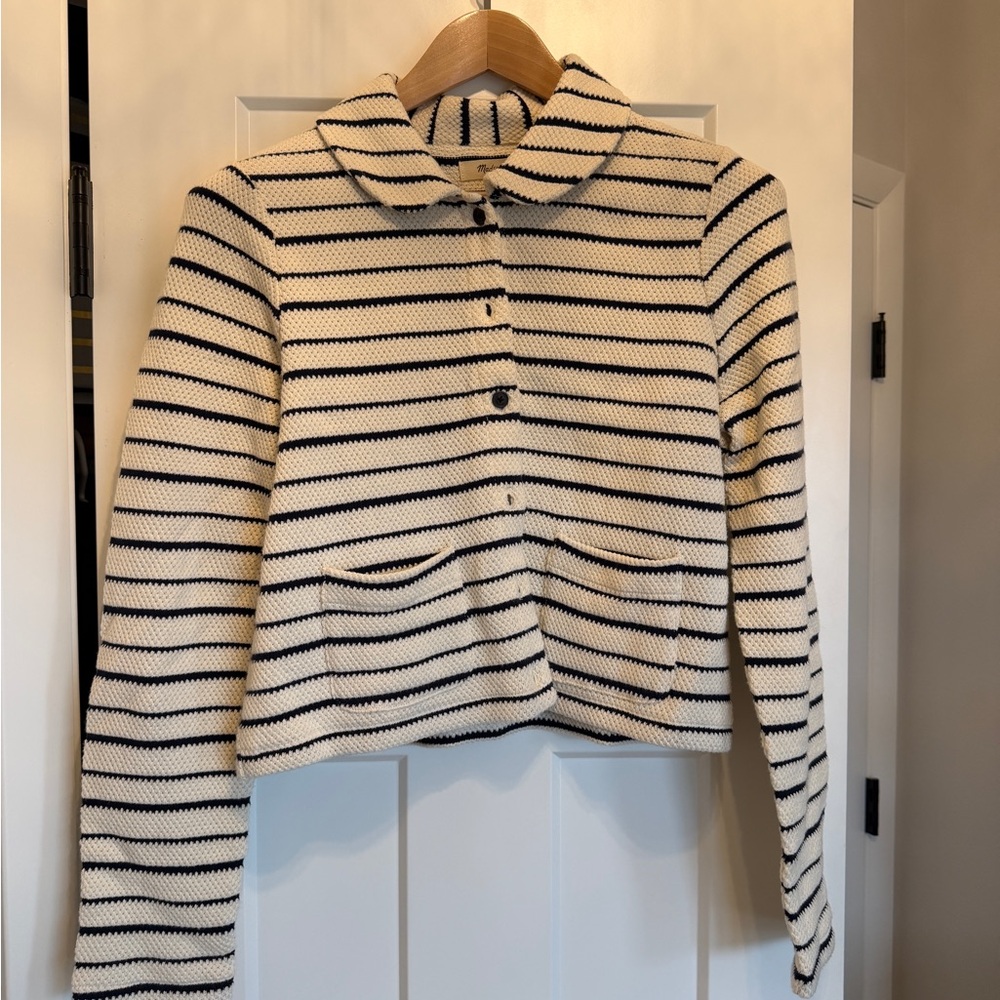 Madewell Women’s Cream & Black Striped Knit Cardigan